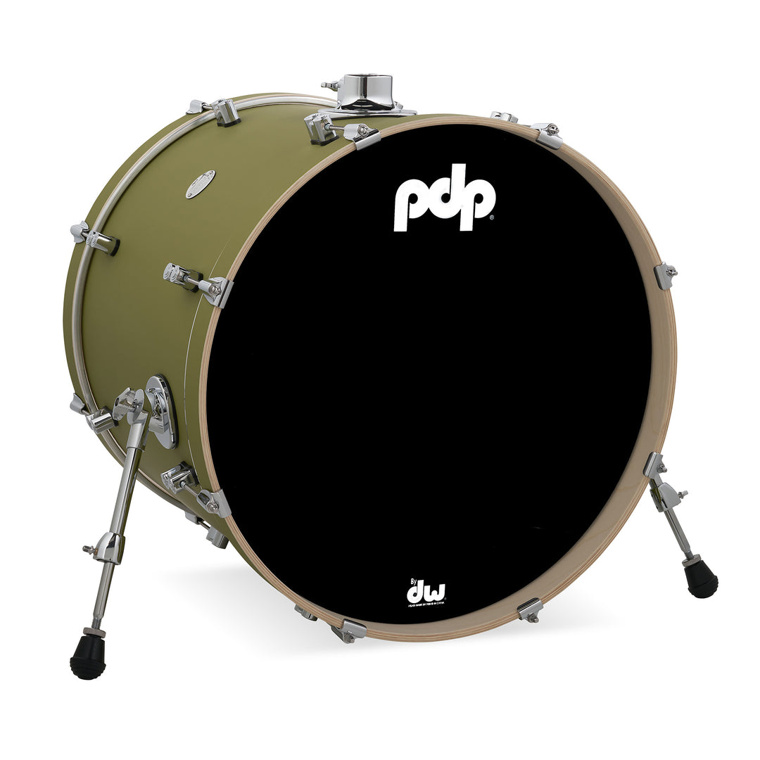 PDP Concept Maple Finish Ply 18x22 Bass Drum w/ BDM Bracket (No Tom Holder) - Satin Olive