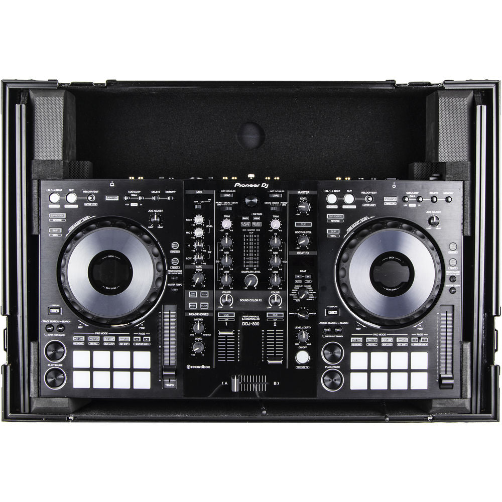 Odyssey FZGSPIDDJ8001 Flight Zone Glide Style Flight Case for Pioneer DDJ-800 w/ 2U Rack - Black