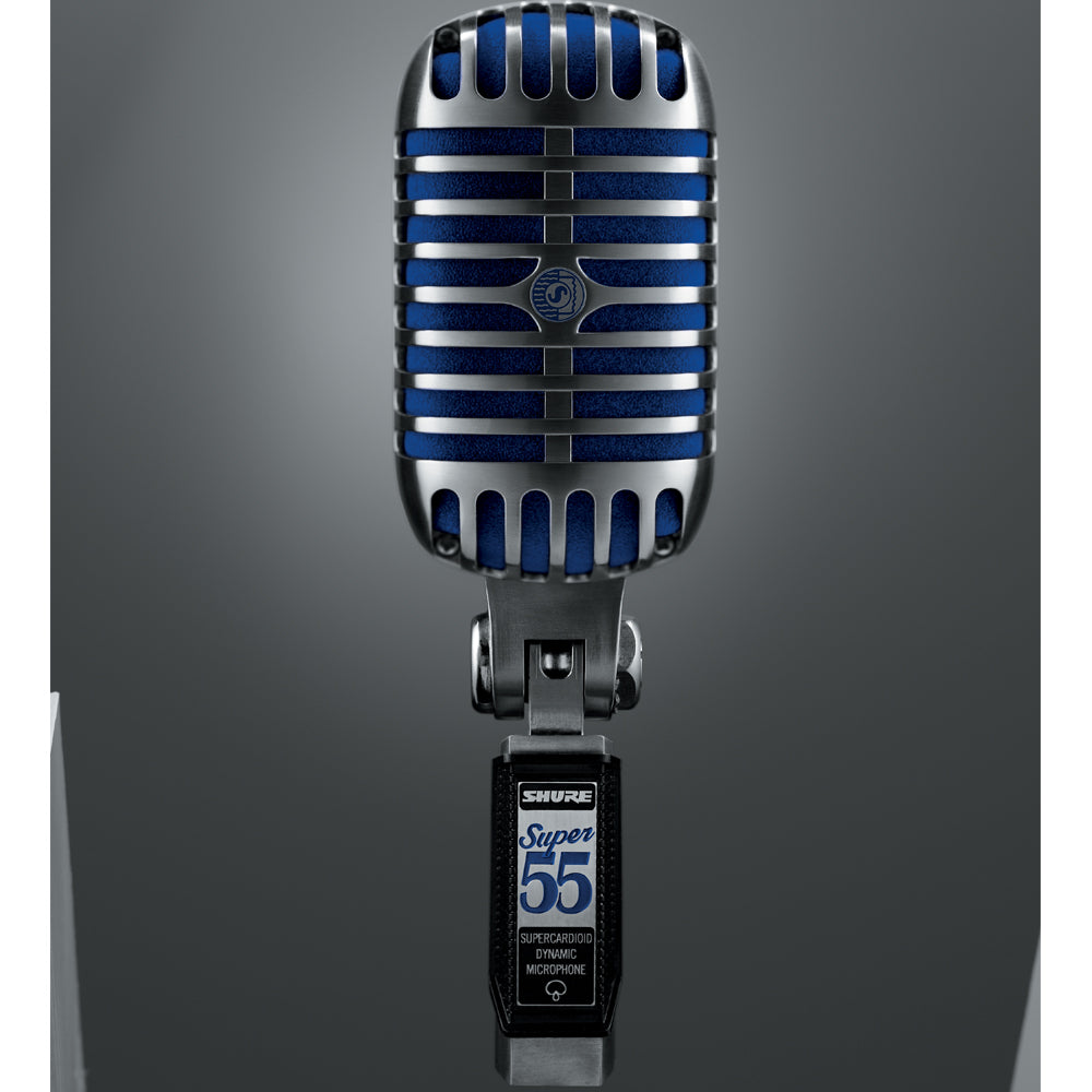 Shure Super 55 Supercardioid Dynamic Microphone (Chrome with Blue Foam)