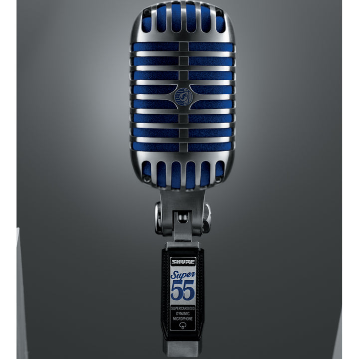 Shure Super 55 Supercardioid Dynamic Microphone (Chrome with Blue Foam)