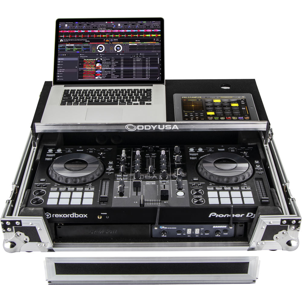 Odyssey FZGSPIDDJ8001 Flight Zone Glide Style Flight Case for Pioneer DDJ-800 w/ 2U Rack - Silver