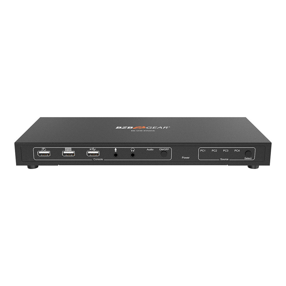 BZBGEAR - 4×1 KVM Switcher with USB2.0 Ports for Peripherals and Audio Support