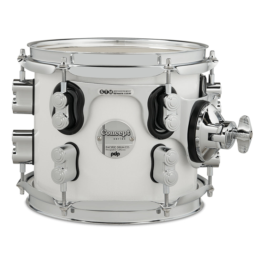 PDP Concept Maple Lacquer 7x8 Suspended Tom w/ Chrome Hardware - Pearlescent White