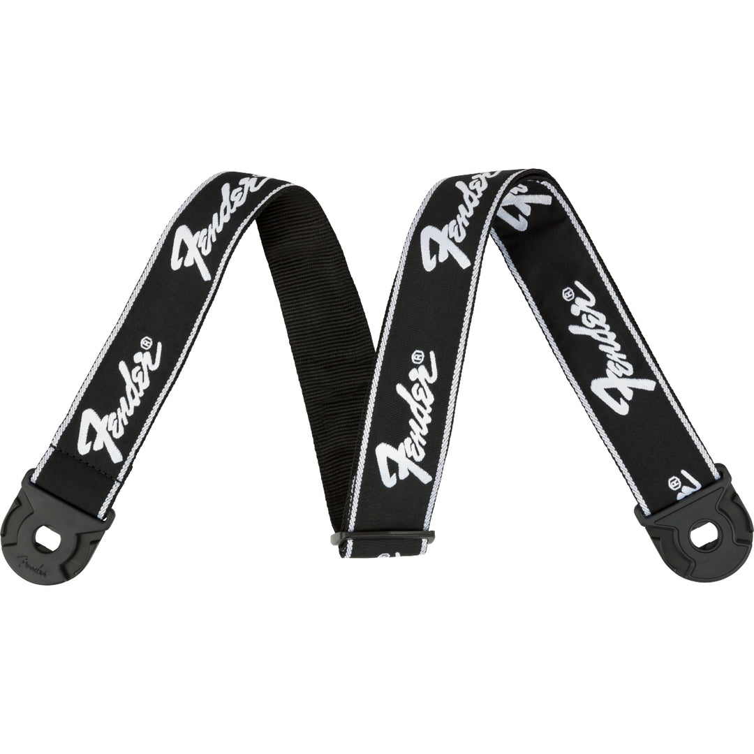 Fender Quick Grip Locking End 2” Guitar Strap - Black w/ White Running Logo