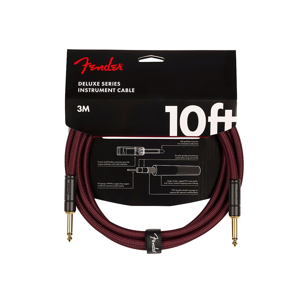 Fender DELUXE 10'  Woven Tweed Cable - Oxblood