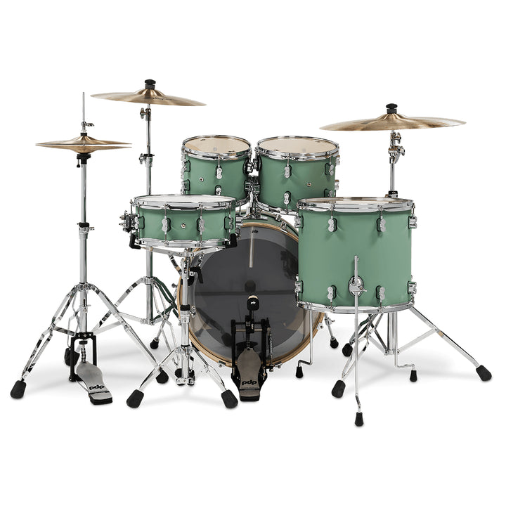PDP Concept Maple Finish Ply CM5 5-Piece Kit Shell Pack w/ Chrome Hardware (18x22 w/ BDM, 8x10, 9x12, 14x16FT, 5.5x14 Snare) - Satin Seafoam