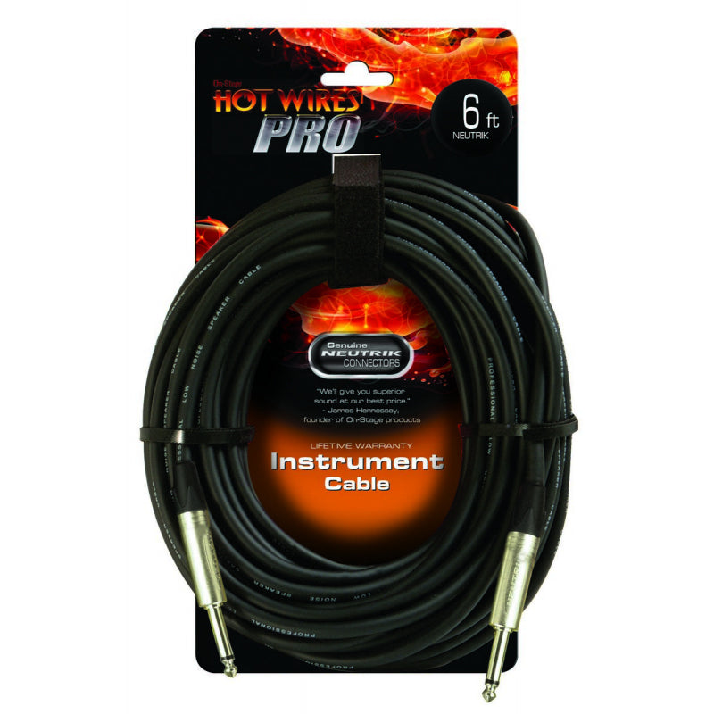 On-Stage IC-6NN Instrument Cable with Neutrik Connectors QTR-QTR - 6‚Äô