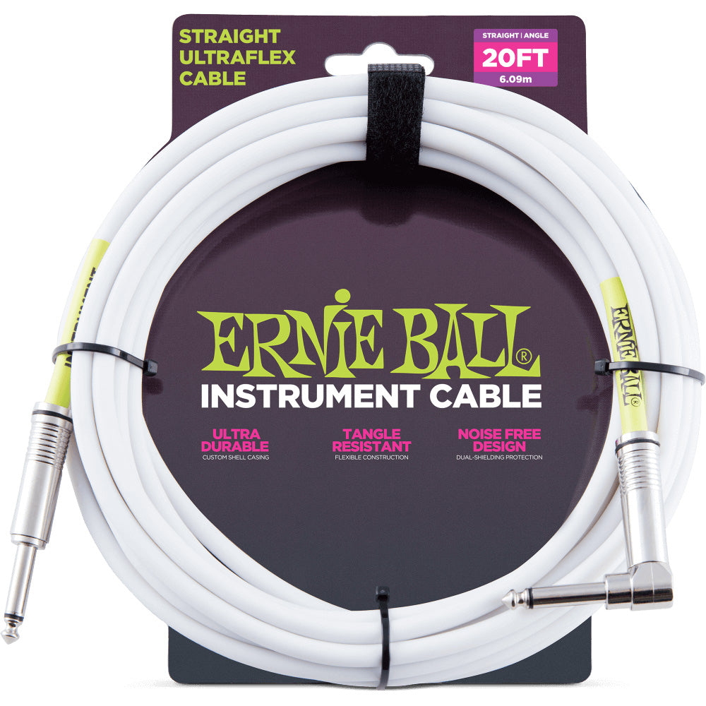 Ernie Ball Instrument Cable Straight/Angle White - 20’