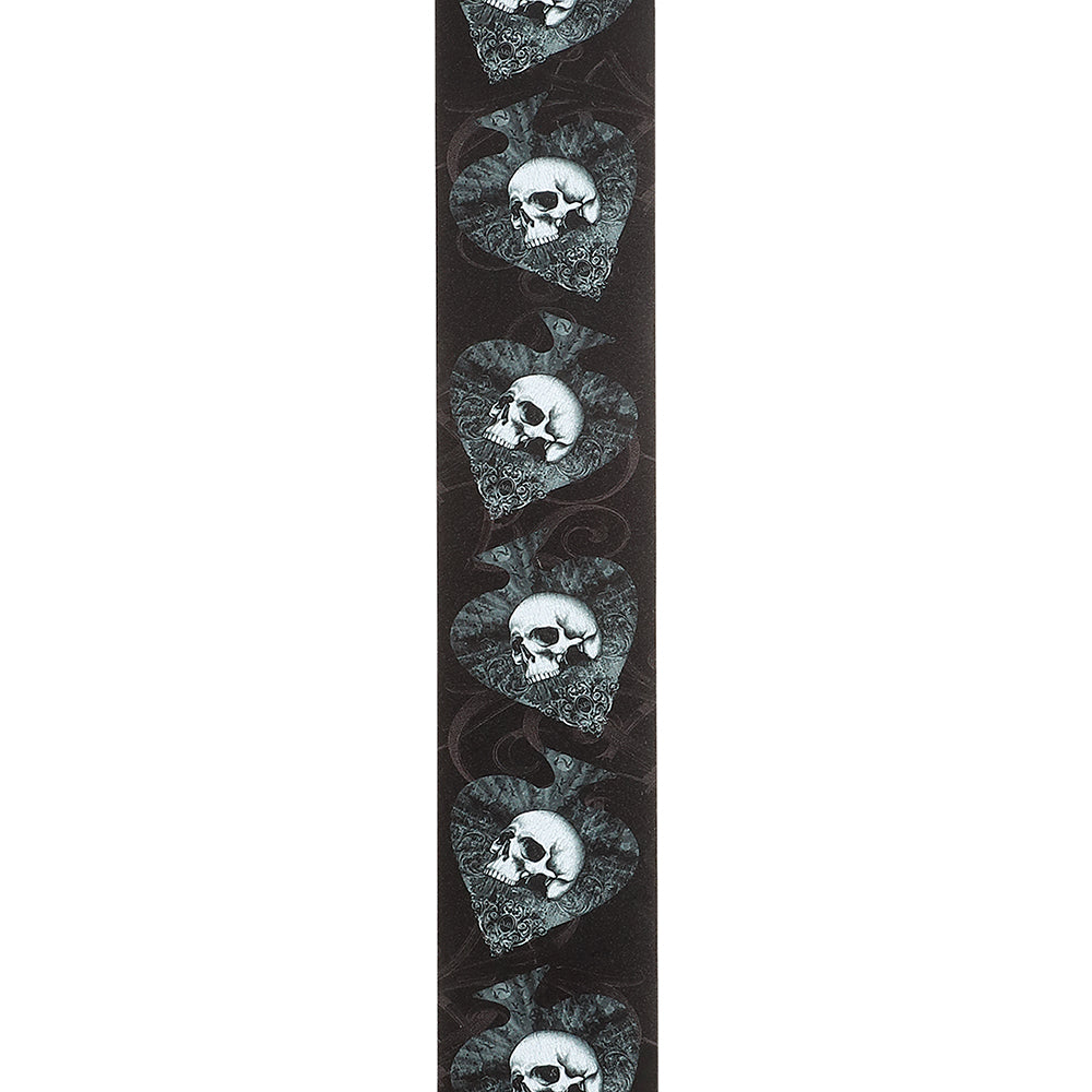 D'Addario ALCHEMY LEATHER GUITAR STRAP - SKULLS IN SPADES