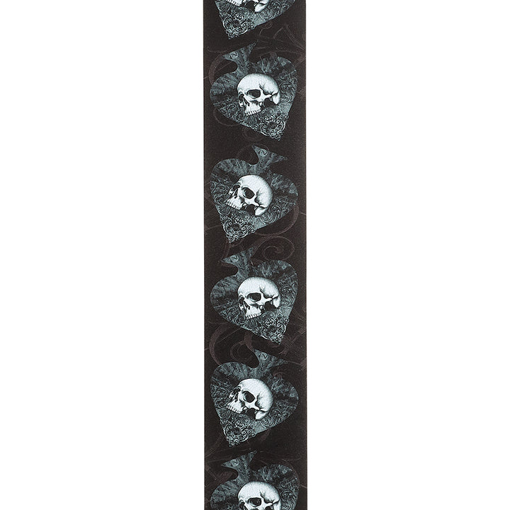 D'Addario ALCHEMY LEATHER GUITAR STRAP - SKULLS IN SPADES