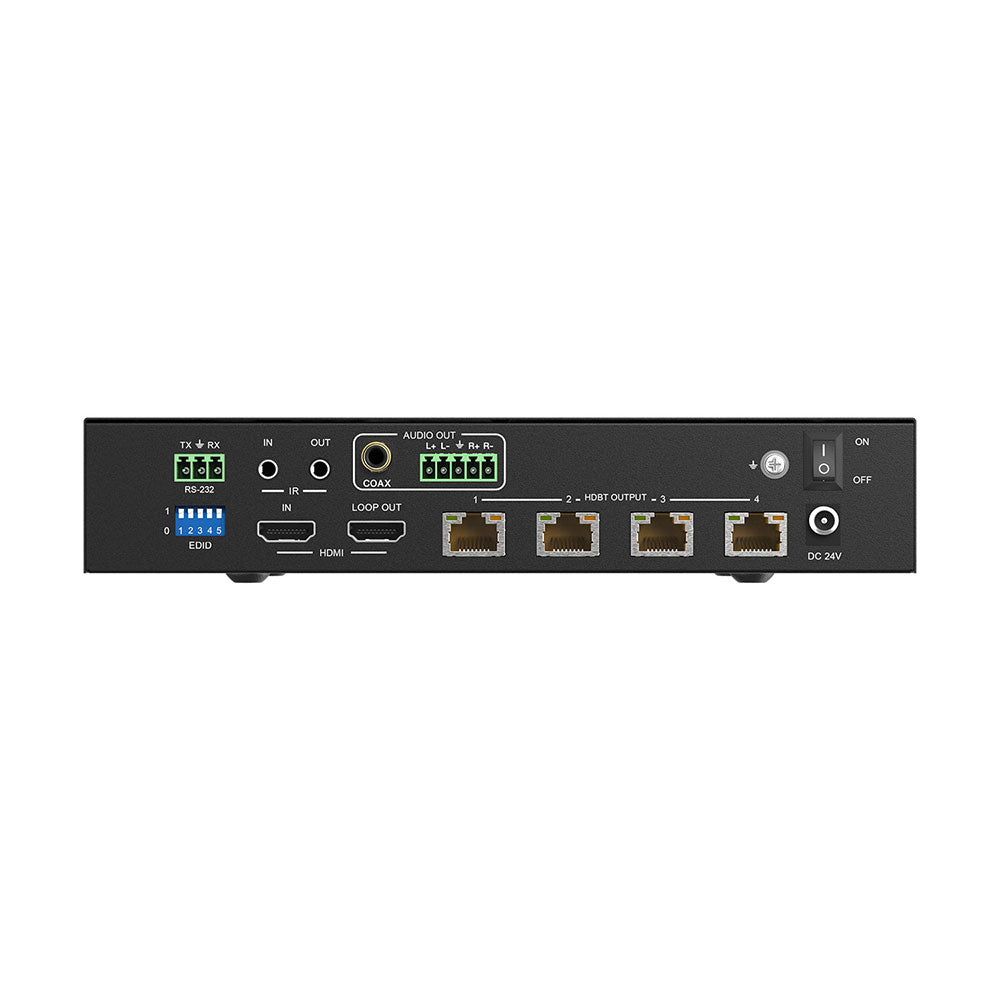 BZBGEAR - 1x4 4K UHD 18Gbps HDMI HD Baset Splitter/Distribution Amplifier over Category Cable (Kit, Includes 4x RX)