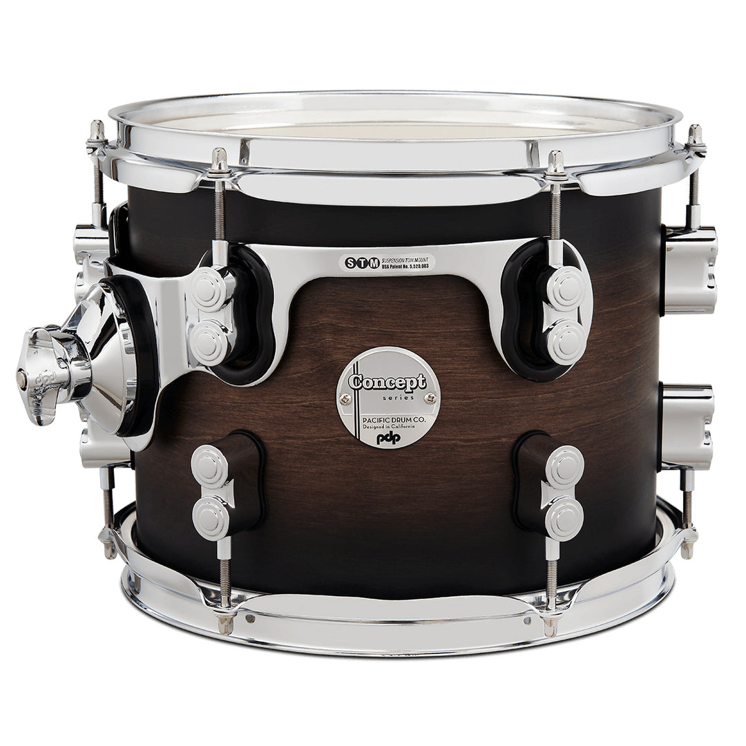 PDP Concept Maple Lacquer 8x10 Suspended Tom w/ Chrome Hardware - Satin Charcoal Burst