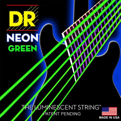 DR Strings NGE-9/46 (Light-Heavy) - Hi-Def NEON GREEN: Coated Electric: 9, 11, 16, 26, 36, 46