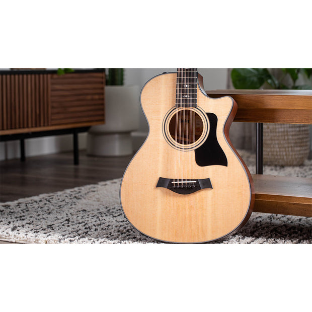 Taylor Guitars 352ce, West African Crelicam Ebony Fretboard, Expression System ® 2 Electronics, Venetian Cutaway with Taylor Deluxe Hardshell Brown Case