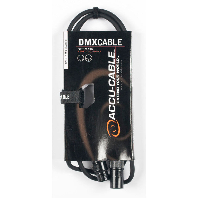Accu-Cable Standard 3-Pin DMX Cable 3 Feet