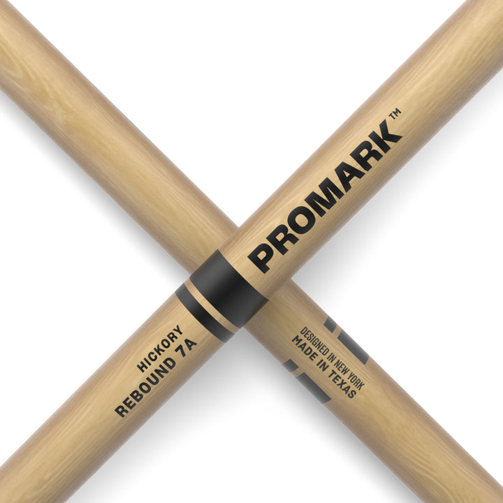 Promark RBH535N-Promark Rebound 7A Hickory Drumsticks, Oval Nylon Tip