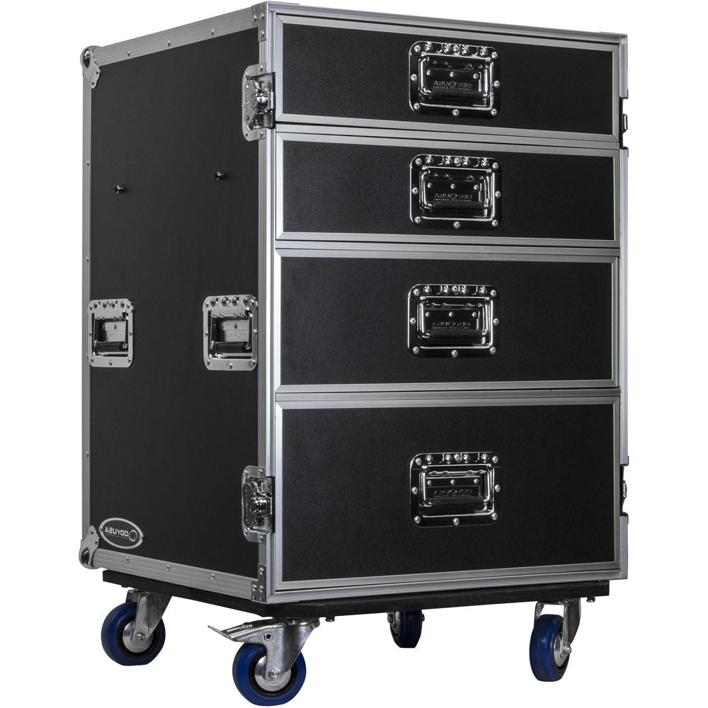 Odyssey FZWB4WDLX Flight Zone Deluxe 4-Drawer Workbox Tour Case with Casters & Side Table
