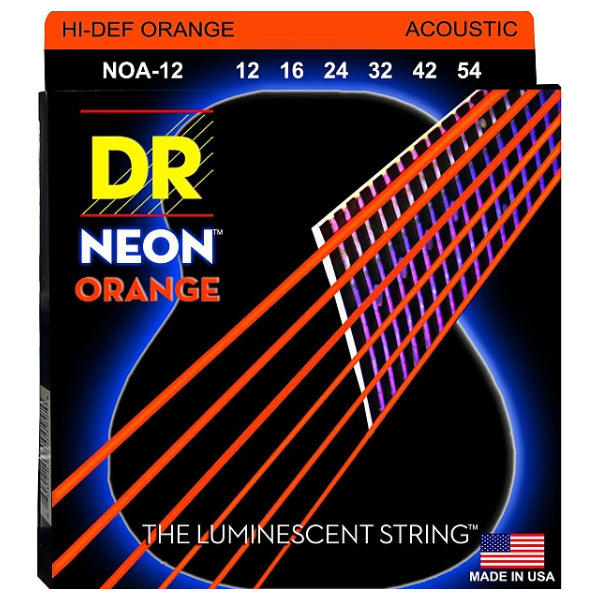 DR Strings NOA-12 (Light) - Hi-Def NEON ORANGE: Coated Acoustic: 12, 16, 24, 32, 42, 54