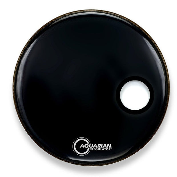 Aquarian RSM22BK - 22'' Aquarian Regulator RSM Offset Hole Black Gloss Drumhead