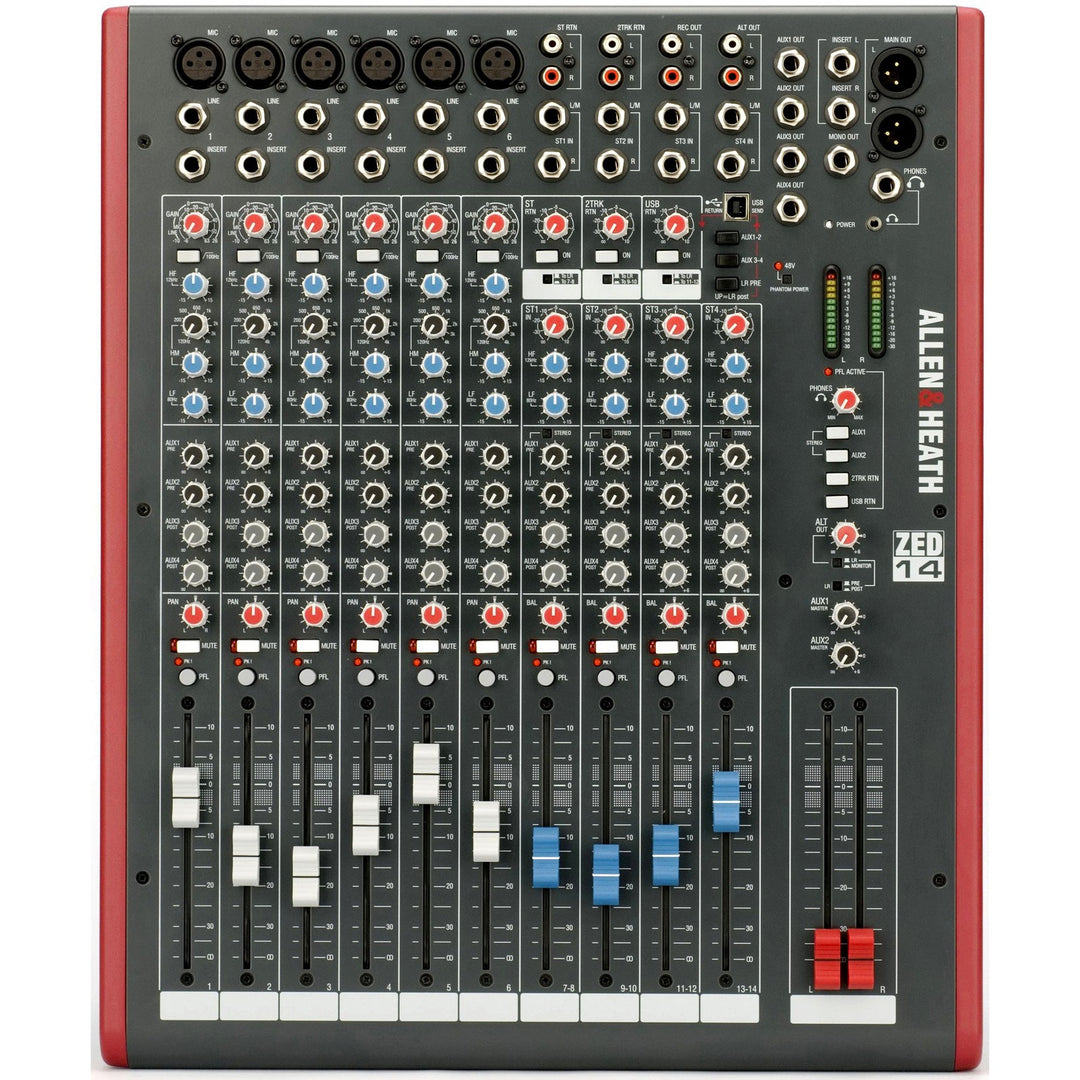 Allen & Heath ZED-14 Mixer - 6 Mono / 4 Stereo with USB