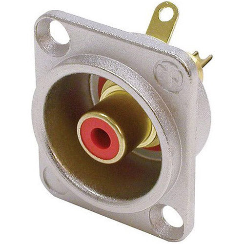 Neutrik NF2D-2 - Nickel Panel Mount RCA Jack with Red Isolation Washers