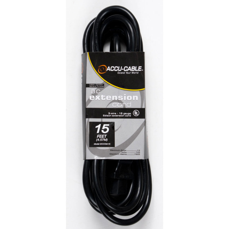 Accu-Cable ECCOM Series IEC Power Extension Cable 15 Feet