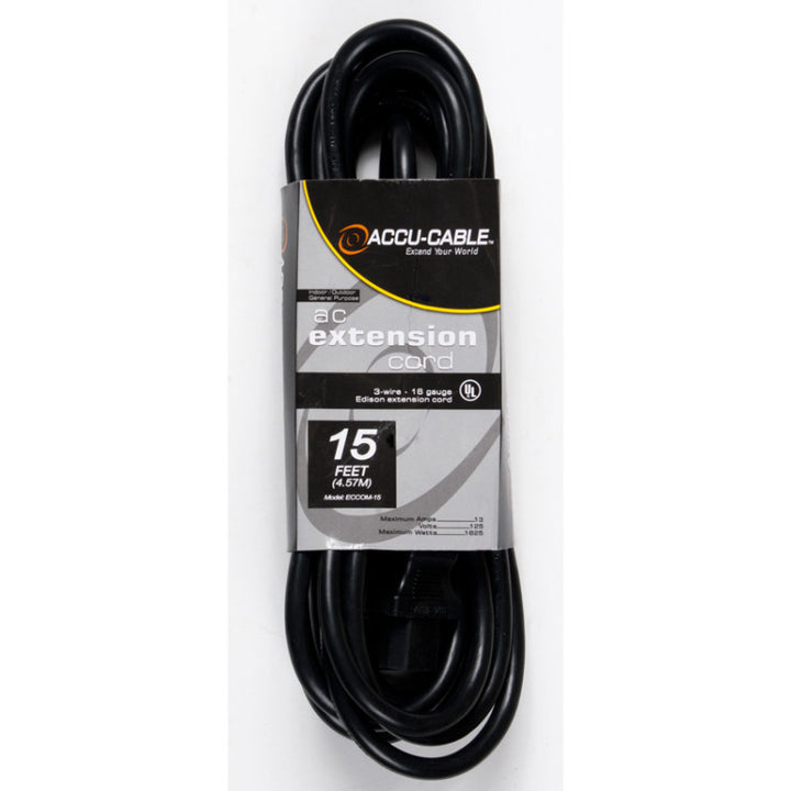 Accu-Cable ECCOM Series IEC Power Extension Cable 15 Feet