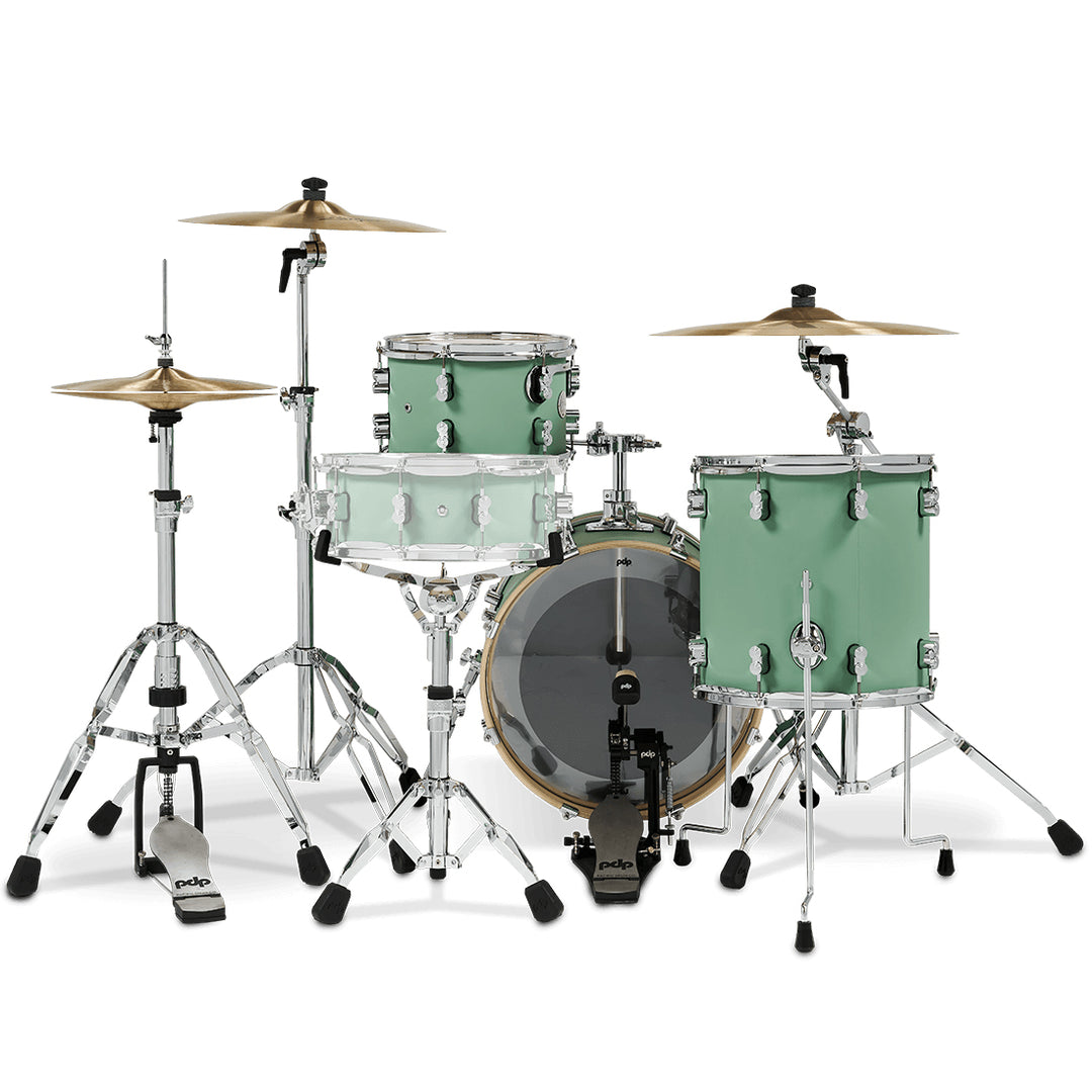 PDP Concept Maple Finish Ply CM Bop Kit Shell Pack w/ Chrome Hardware (14x18 w/ BDM, 8x12, 14x14FT) - Satin Seafoam