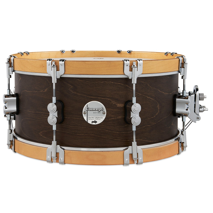 PDP Concept Maple Classic 6.5x14 Snare Drum - Walnut Stain w/ Natural Stain Hoops