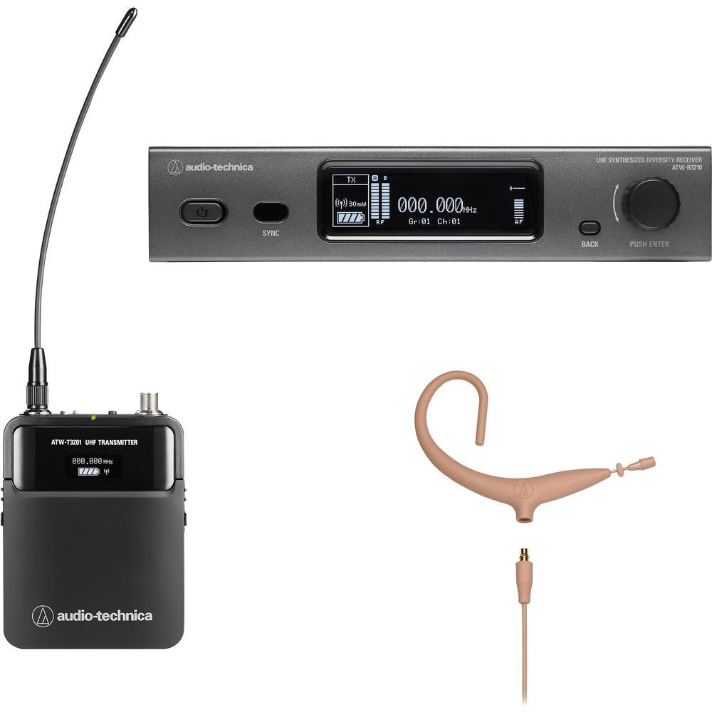 Audio-Technica ATW-3211/893xTH 3000 Series Wireless Omni MicroEarset Microphone System (Beige, DE2: 470 to 530 MHz)