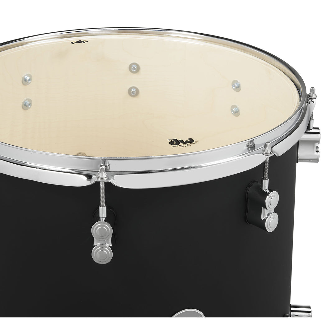 PDP Concept Maple Finish Ply CM Bop Kit Shell Pack w/ Chrome Hardware (14x18 w/ BDM, 8x12, 14x14FT) - Satin Black