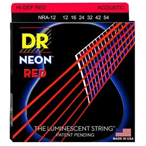 DR Strings NRA-12 (Light) - Hi-Def NEON RED: Coated Acoustic: 12, 16, 24, 32, 42, 54