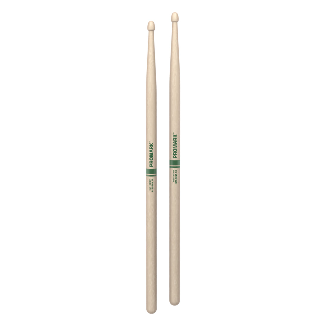 Promark RBHR595AW-Promark Rebound 5B Raw Hickory Drumsticks, Acorn Wood Tip