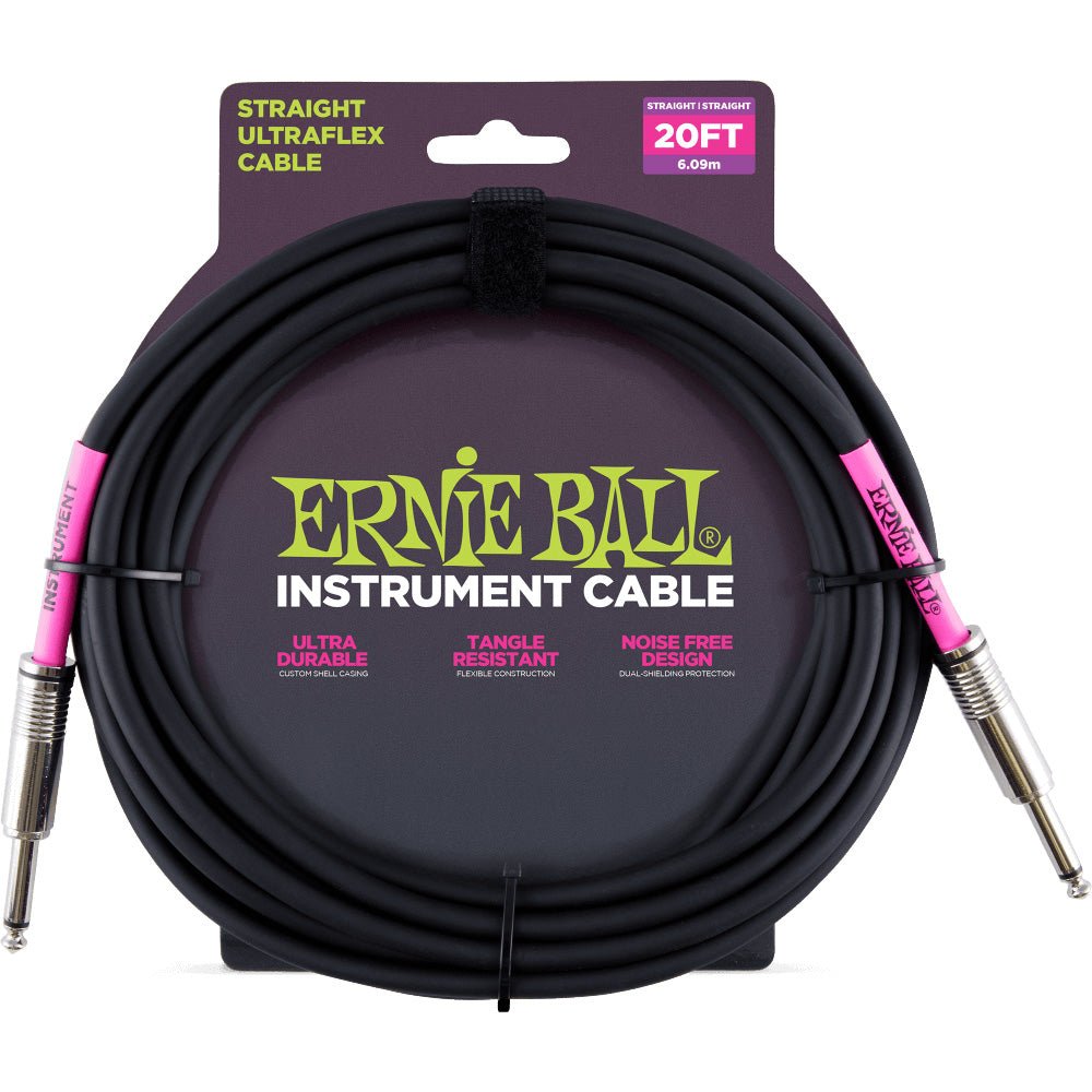 Ernie Ball Instrument Cable Straight/Straight Black - 20’