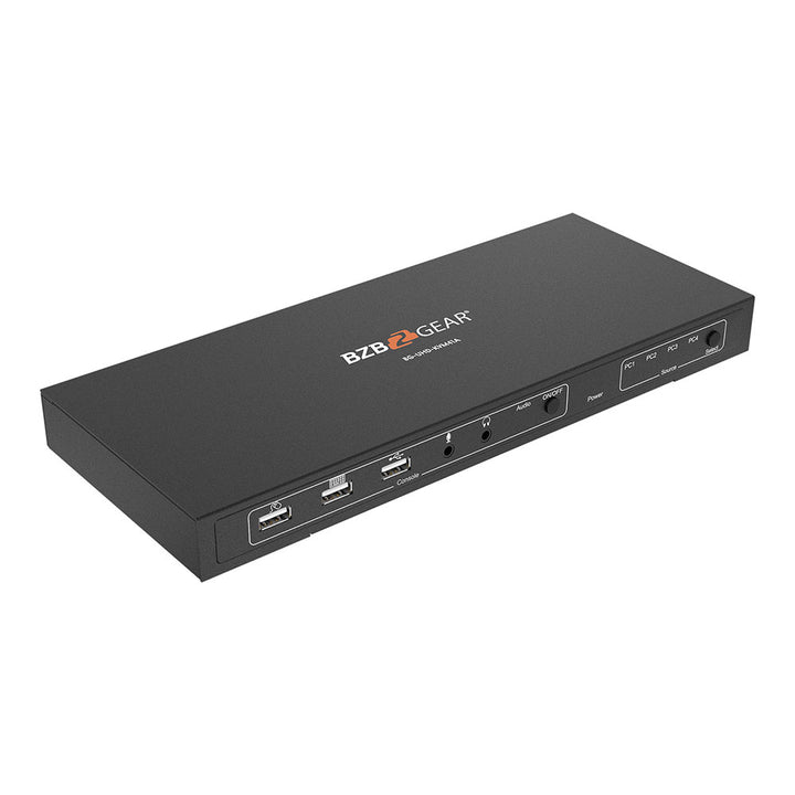 BZBGEAR - 4×1 KVM Switcher with USB2.0 Ports for Peripherals and Audio Support