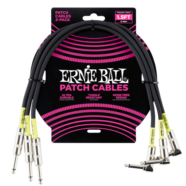 Ernie Ball Patch Cables Straight/Angle (3-Pack) - 1.5’