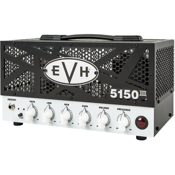 EVH 5150III 15W LBX Guitar Amp Head - Black Grille w/ Black Stripes and White Front Control Panel