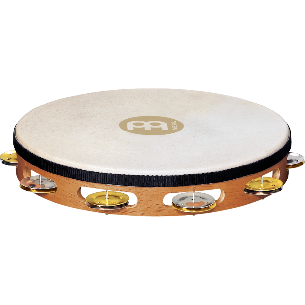 Meinl Percussion TAH1M-SNT- Meinl Recording Combo Wood Tambourine Dual Alloy Jingles