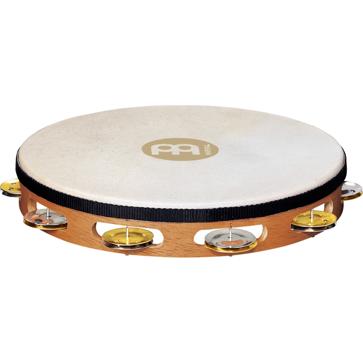 Meinl Percussion TAH1M-SNT- Meinl Recording Combo Wood Tambourine Dual Alloy Jingles