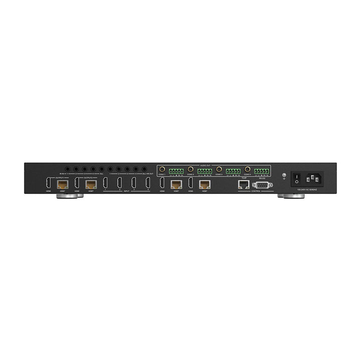 BZBGEAR - 4X4 4K UHD 18Gbps HDMI and HD Base T Matrix Switch with Bi-directional IR/Advance EDID and Downscaling