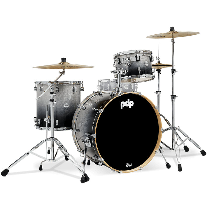 PDP Concept Maple Lacquer CM Rock Kit Shell Pack w/ Chrome Hardware (14x24, 9x13, 16x16FT) - Silver to Black Fade