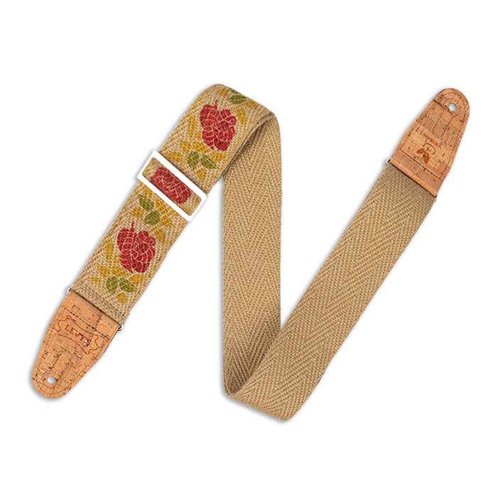 Levy's MH8P-009 Hemp Guitar Strap - Rosa Motif Pink / Red