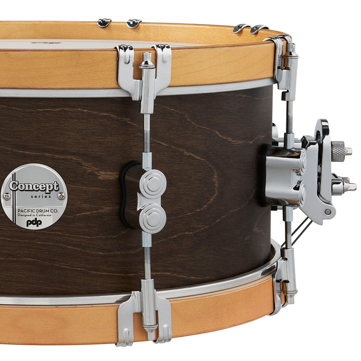 PDP Concept Maple Classic 6.5x14 Snare Drum - Walnut Stain w/ Natural Stain Hoops