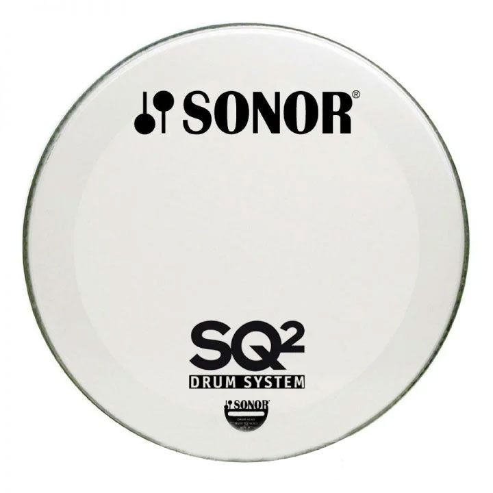 Sonor PW 18 B/L 18” White Coated Drumhead with SONOR and SQ2 Logo - Single Ply