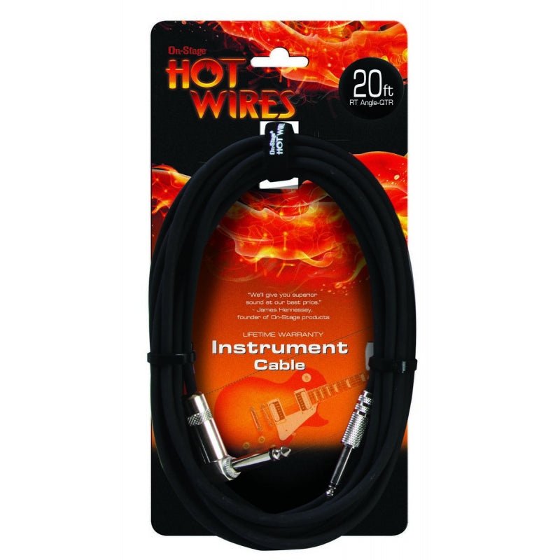 On-Stage IC-20R Instrument Cable QTR to Right-Angle QTR - 20‚Äô