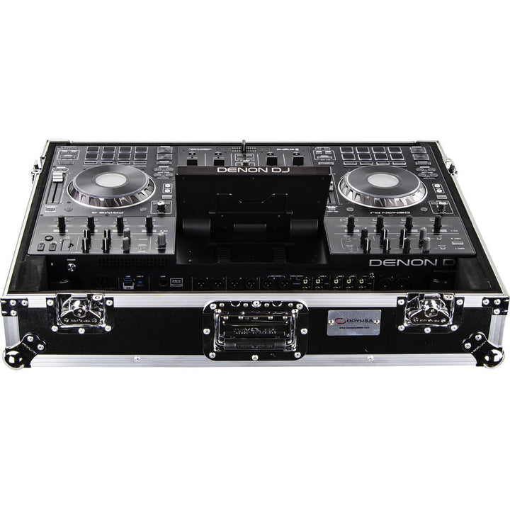 Odyssey FRPRIME4 Flight Ready Series Hard Case for Denon Prime 4 DJ Controller - Silver and Black