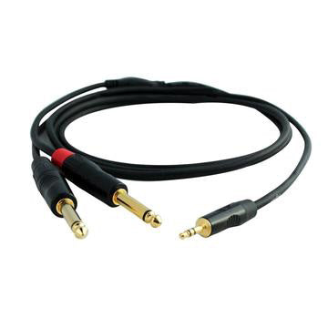 Digiflex HIN-1K-2P-10 - 10 Foot Pro Splitter Cable -Mini TRS to 2 x TS Plug