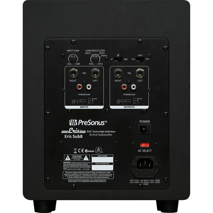 PreSonus Eris SUB8 Compact Powered Studio Subwoofer - 8”