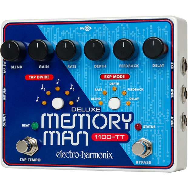 Electro-Harmonix DELUXE MEMORY MAN 1100-TT Tap Tempo 1100mS Analog Delay Pedal