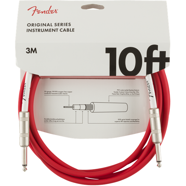 Fender Original Series Instrument Cables - Fiesta Red - 10ft